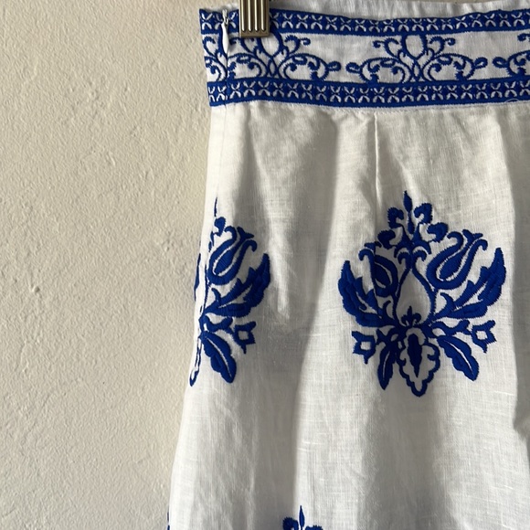 NWT Zara High Rise Embroidered Linen Midi Skirt Size XS - Picture 3 of 7